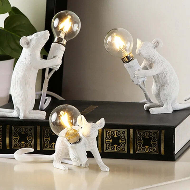 Image of Nordic cartoon mouse lamp for home and office decor