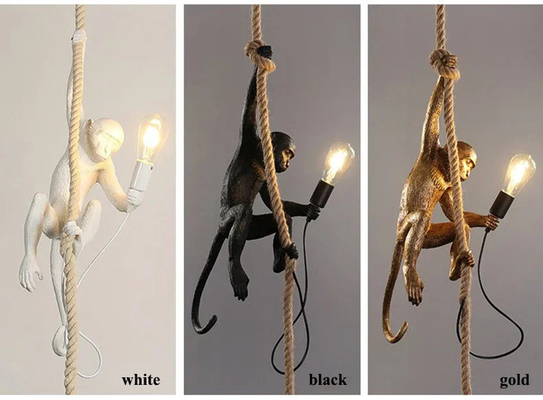 Image of Nordic resin monkey LED pendant light for modern home decor