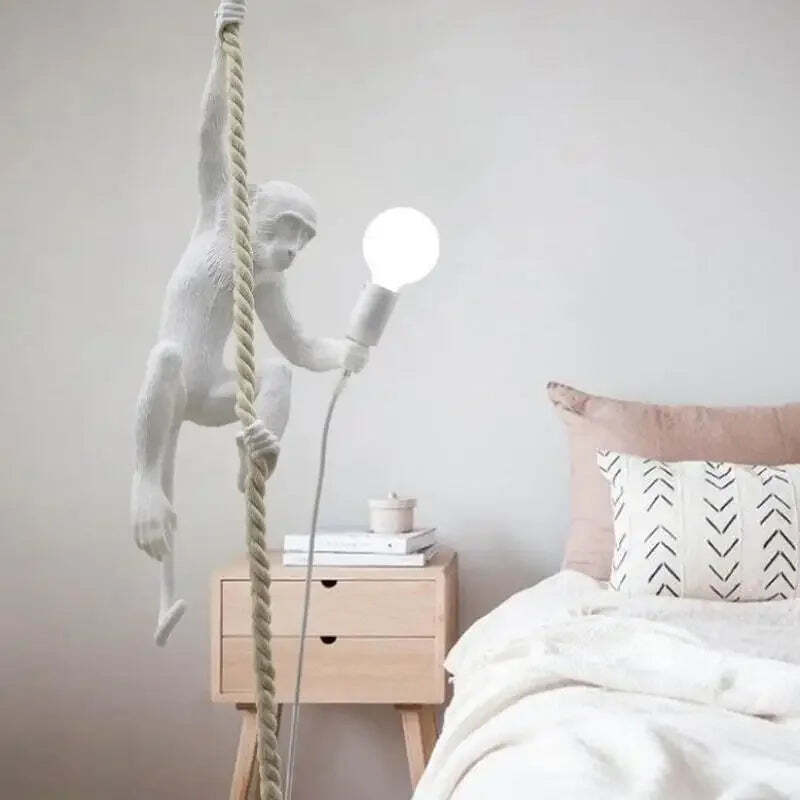 Image of Nordic resin monkey LED pendant light for modern home decor