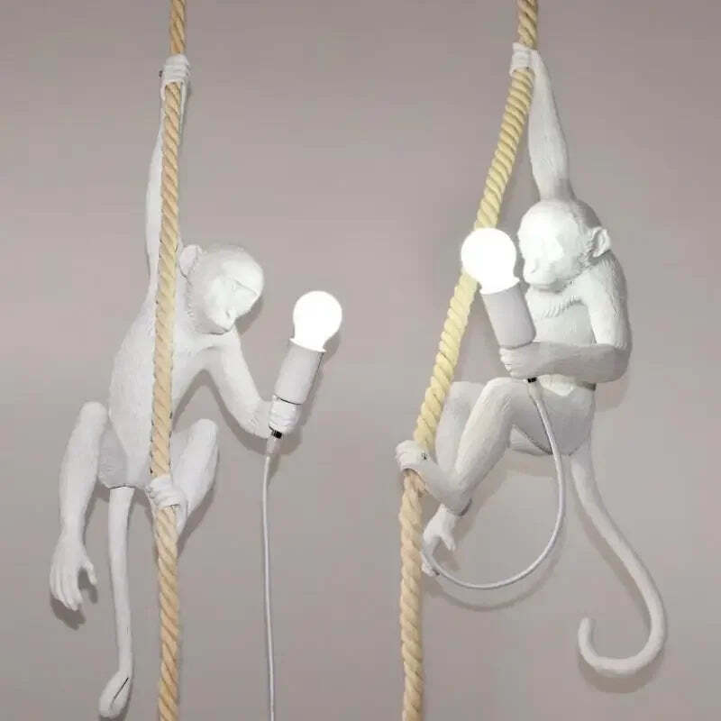 Image of Nordic resin monkey LED pendant light for modern home decor