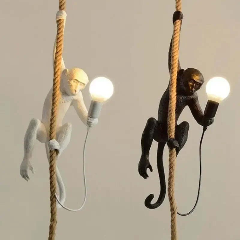 Image of Nordic resin monkey LED pendant light for modern home decor