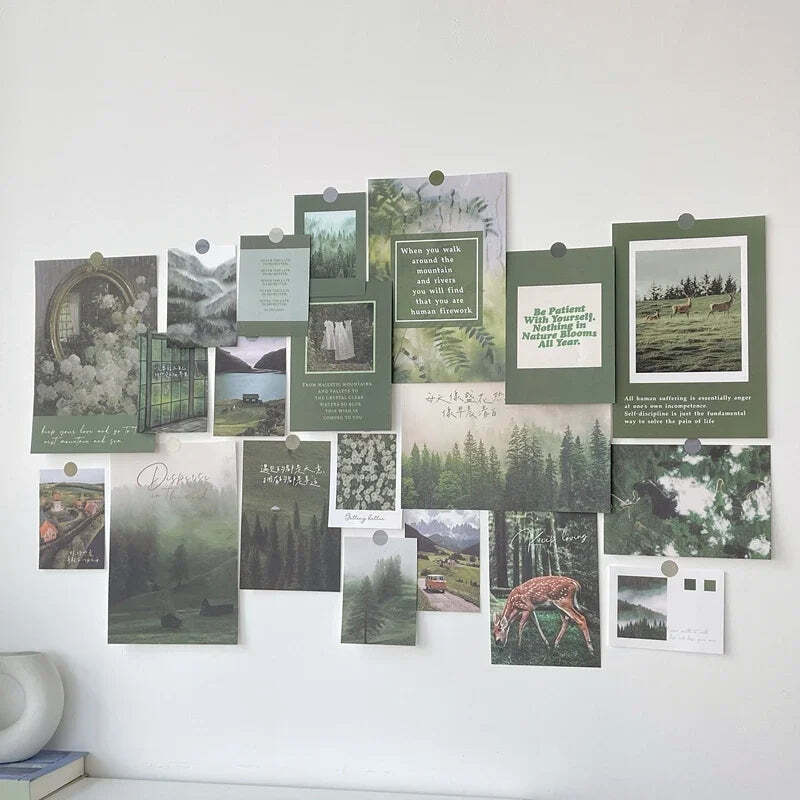 Image of Nordic retro wall decorative photo card stickers for bedroom art and DIY projects