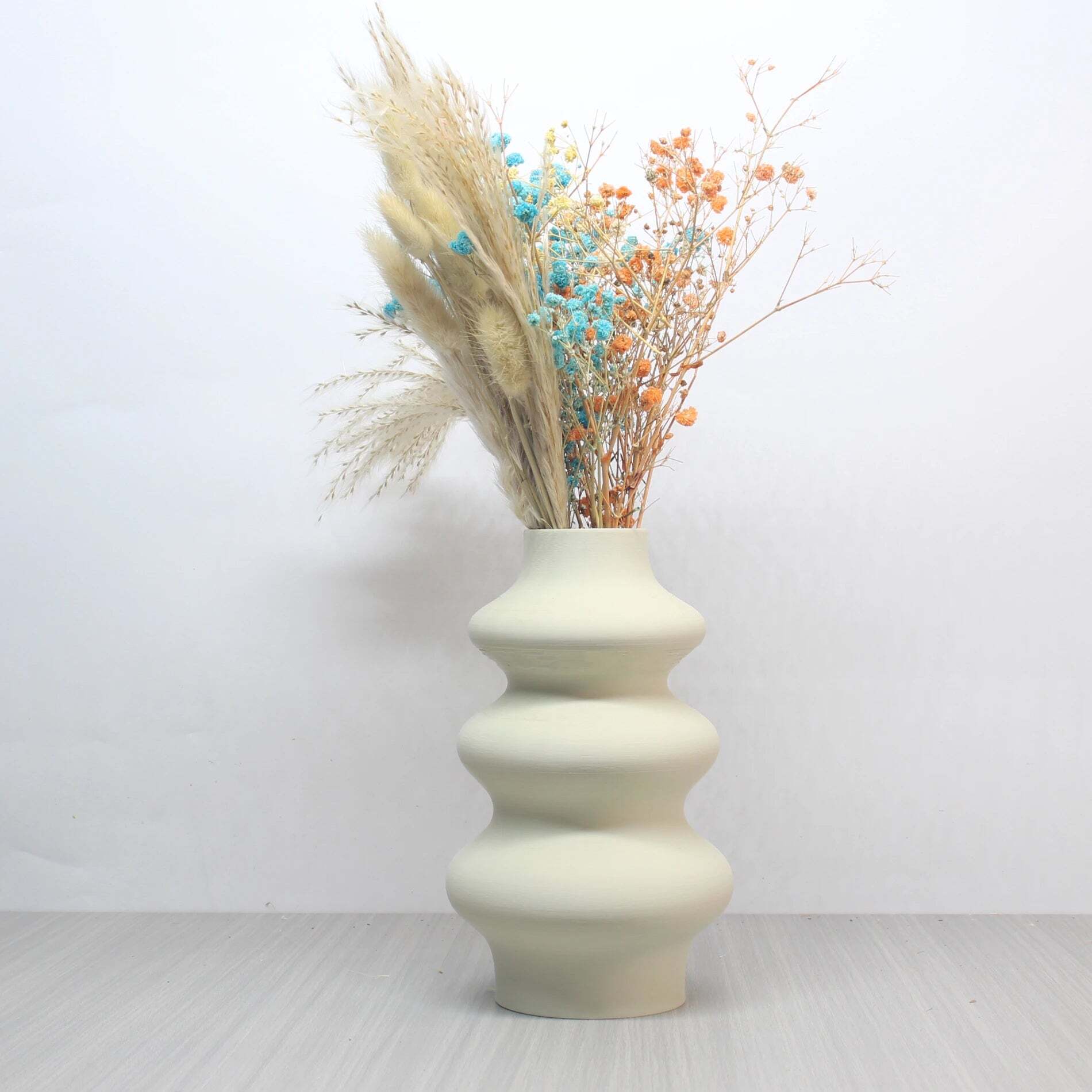 Image of Nordic style 3D printed white vase decoration for modern home decor