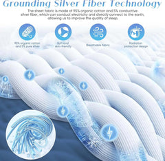 Image of Organic cotton grounding bed sheets with silver fiber for improved sleep quality