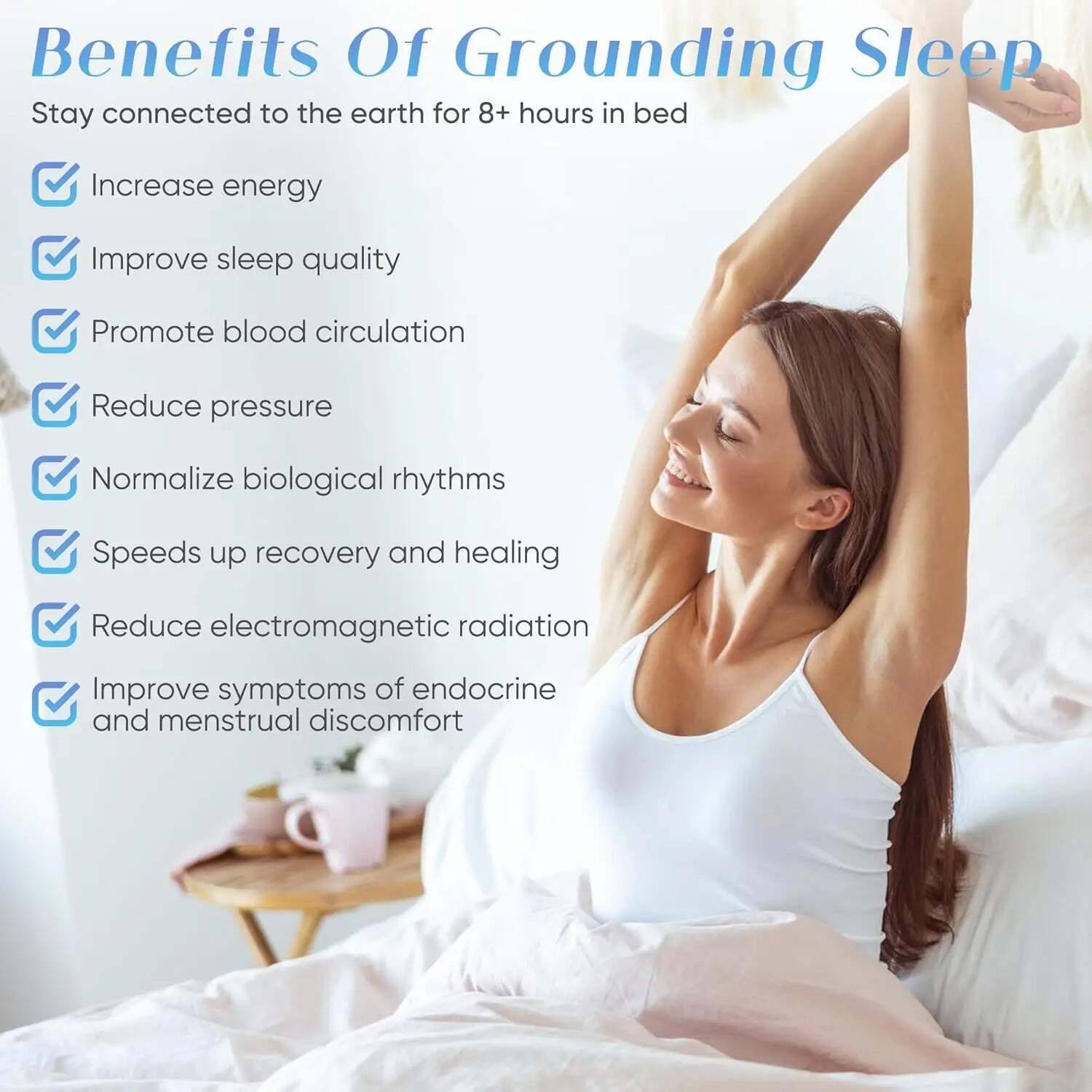 Image of Organic cotton grounding bed sheets with silver fiber for improved sleep quality