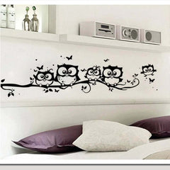 Image of Owl and butterfly wall sticker for kids' rooms and home decor