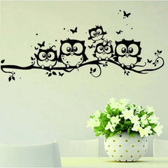 Image of Owl and butterfly wall sticker for kids' rooms and home decor