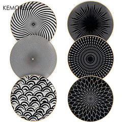 Image of Phnom Penh geometry ceramic dinnerware set - elegant porcelain plates for serving and dining