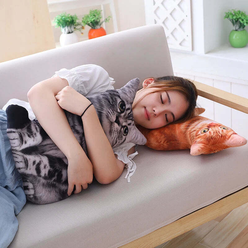 Image of Plush cartoon cat pillow for kids' decor and gifts