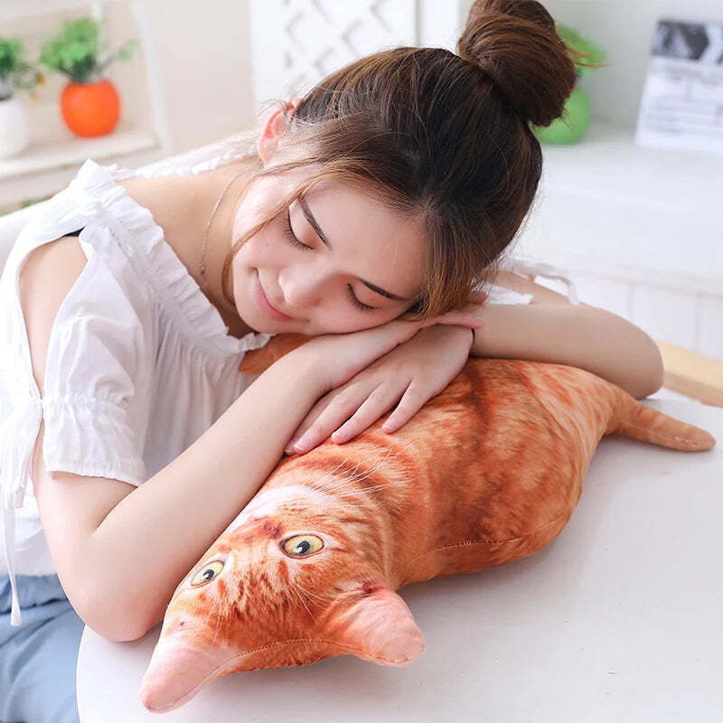 Image of Plush cartoon cat pillow for kids' decor and gifts