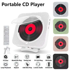 Image of Portable wall-mounted Bluetooth CD player with FM radio and remote control