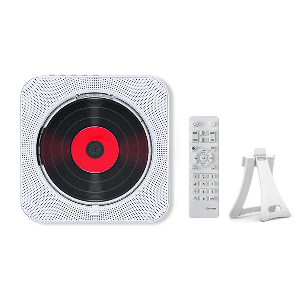 Image of Portable wall-mounted Bluetooth CD player with FM radio and remote control