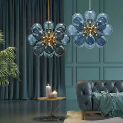 Image of Postmodern glass bubble lamp chandelier with LED for contemporary living room and bedroom decor