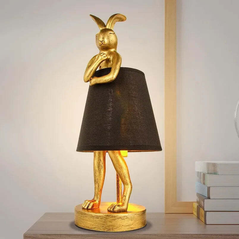 Image of Rabbit table lamp – creative resin light for bedroom and study decor