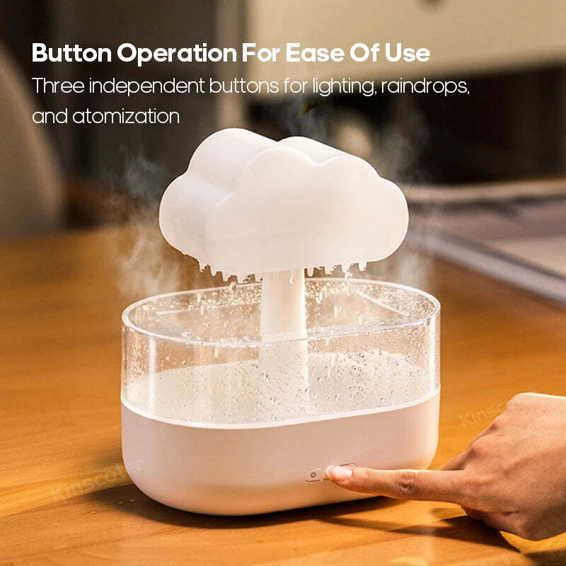 Image of Rain clouds aroma diffuser with ultrasonic humidification and colorful light