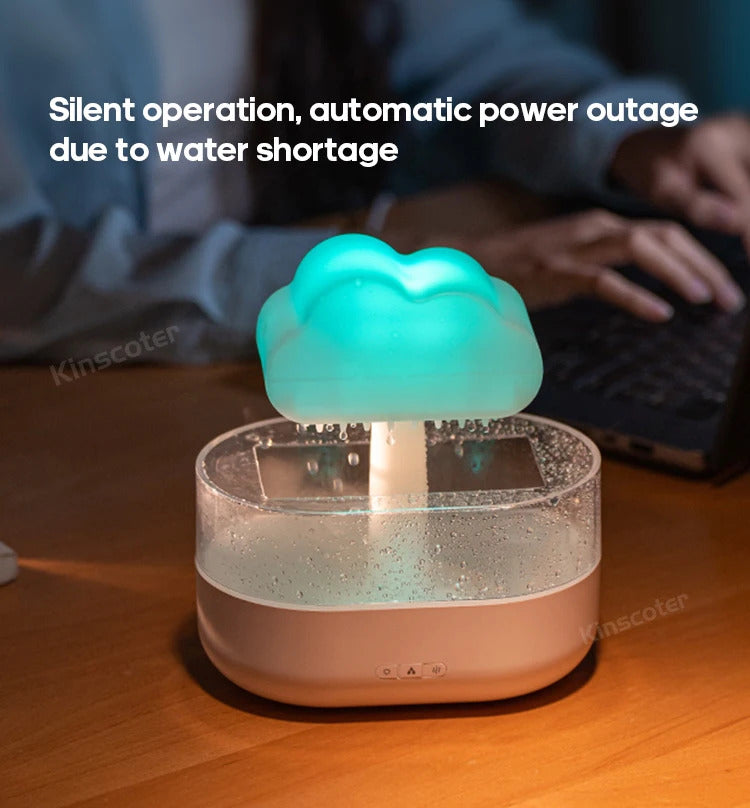 Image of Rain clouds aroma diffuser with ultrasonic humidification and colorful light