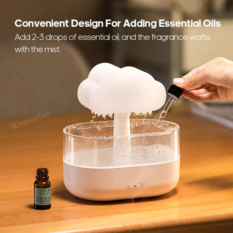 Image of Rain clouds aroma diffuser with ultrasonic humidification and colorful light