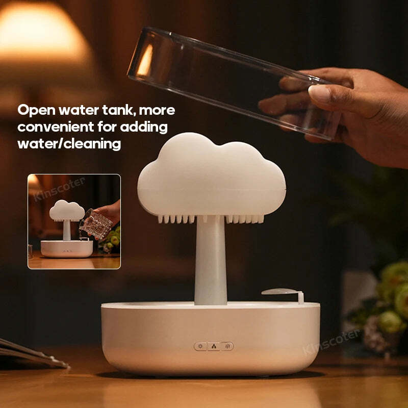 Image of Rain clouds aroma diffuser with ultrasonic humidification and colorful light