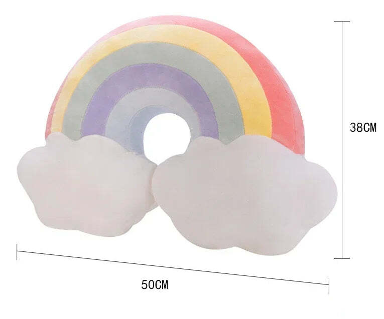 Image of Rainbow moon plush star pillow for kids and home décor