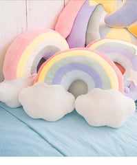 Image of Rainbow moon plush star pillow for kids and home décor