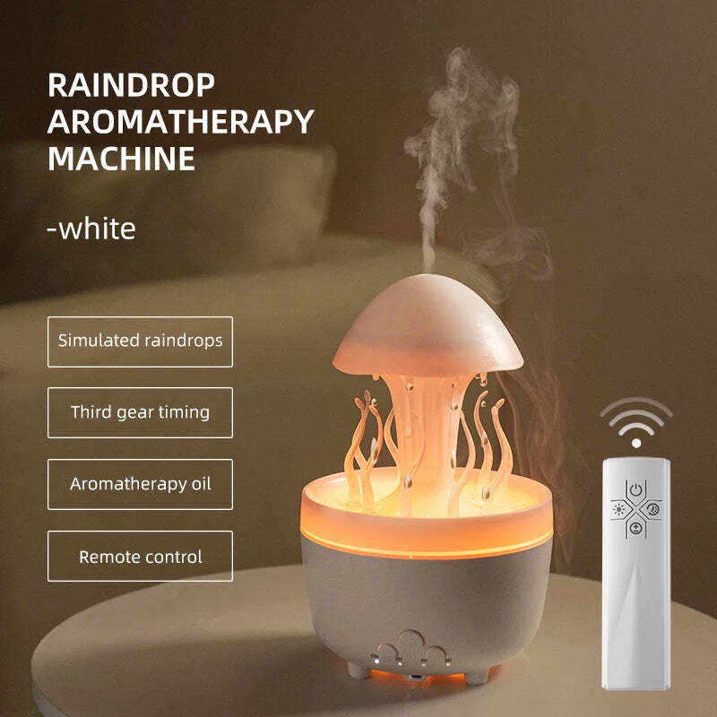 Image of Raindrop aromatherapy diffuser with remote control and colorful night light