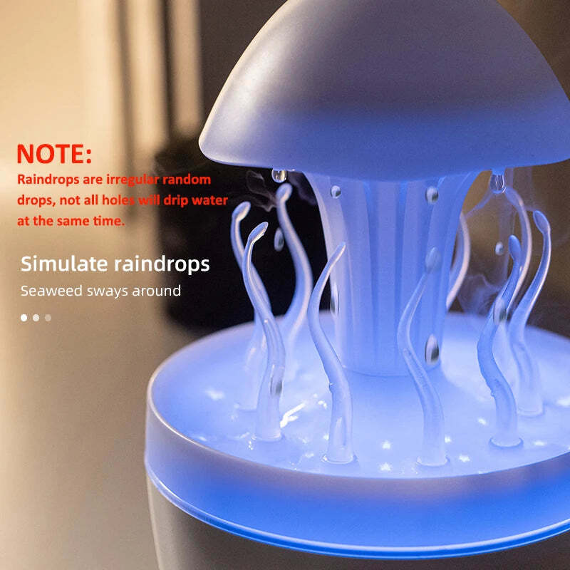 Image of Raindrop aromatherapy diffuser with remote control and colorful night light