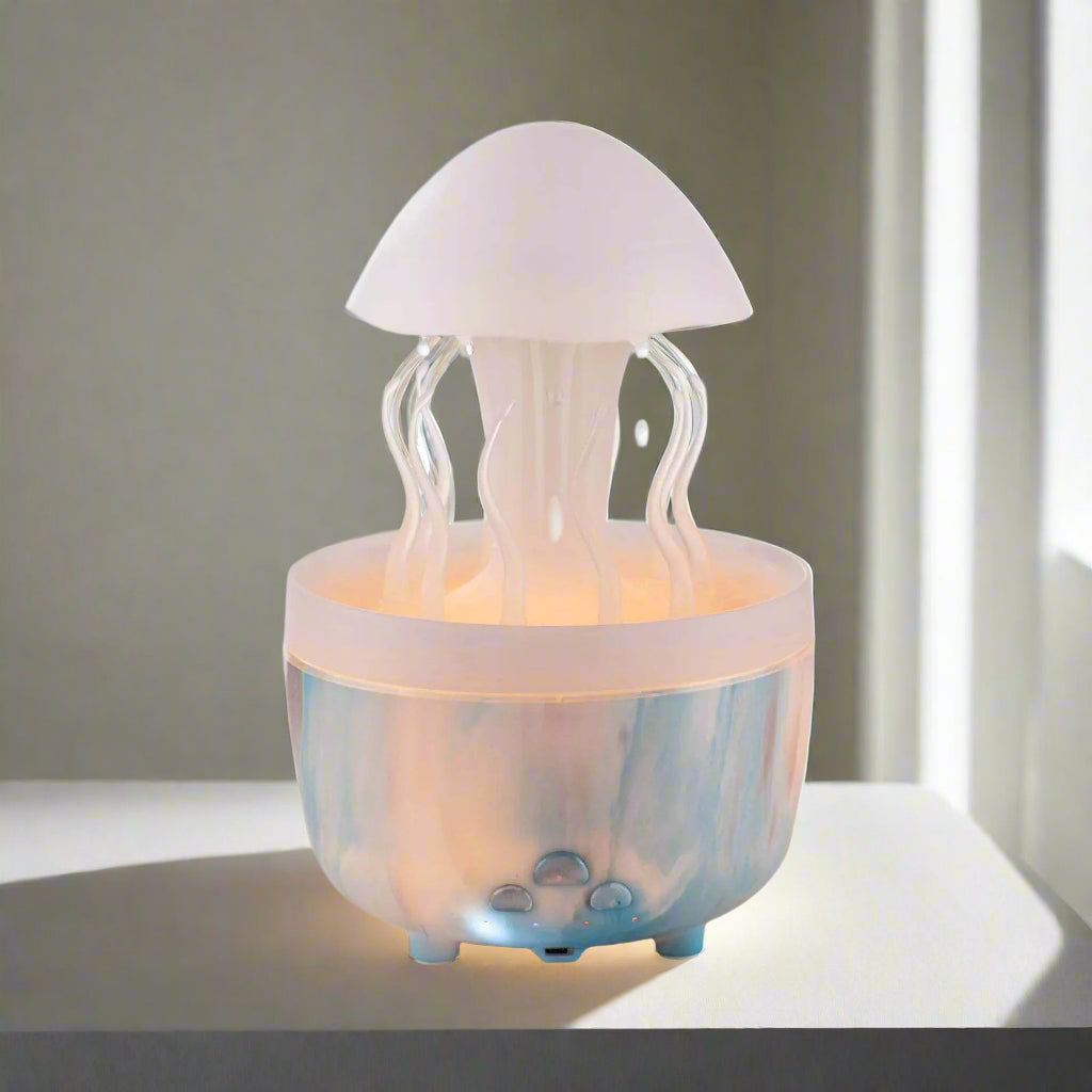 Image of Raindrop aromatherapy diffuser with remote control and colorful night light