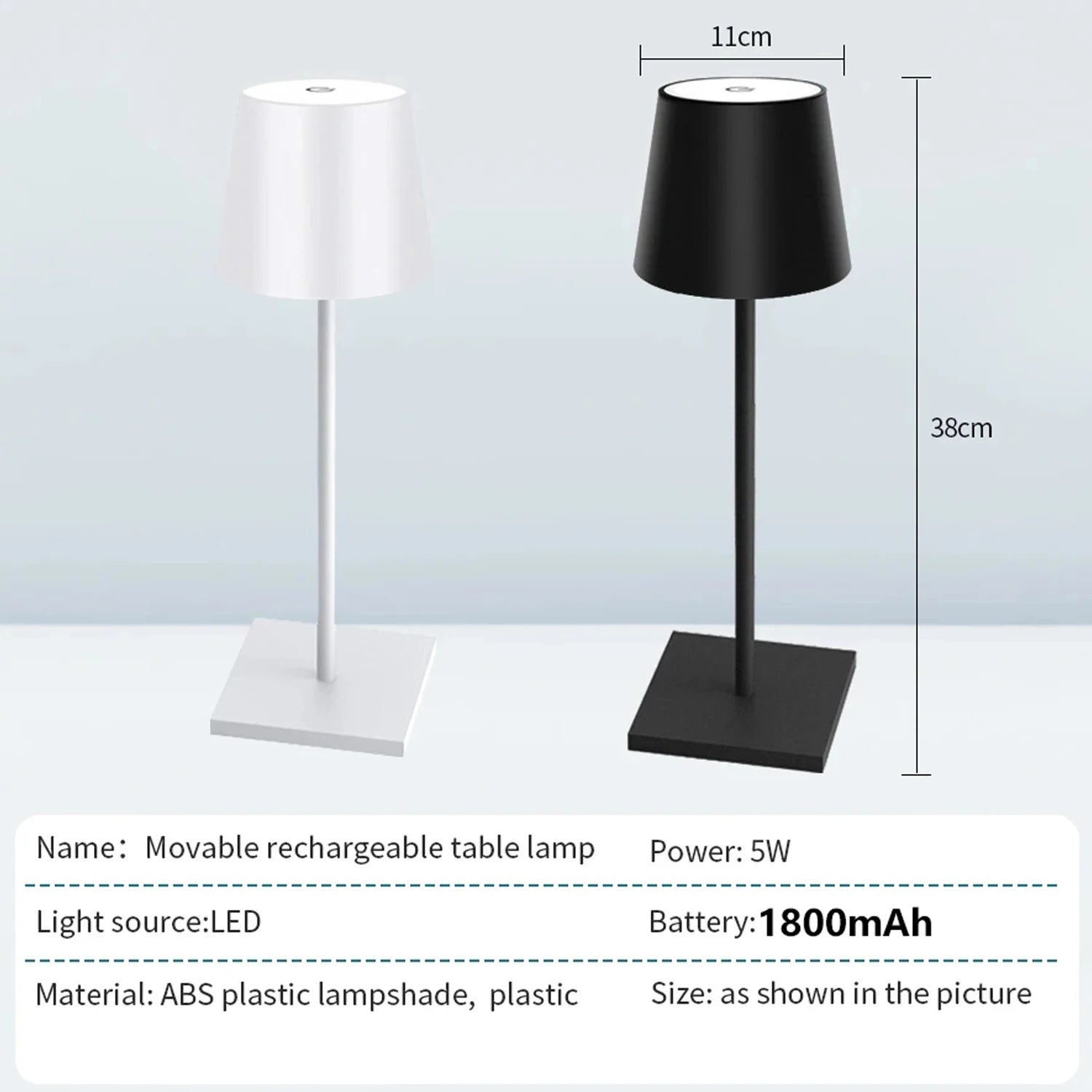 Image of Rechargeable touch sensor LED desktop lamp with adjustable brightness and USB charging