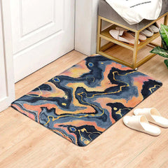 Image of Red and black stone bath mat anti-slip doormat for home and outdoor use