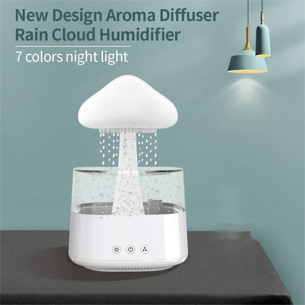 Image of Relax Cloud rain diffuser humidifier with aromatherapy and colorful lamp