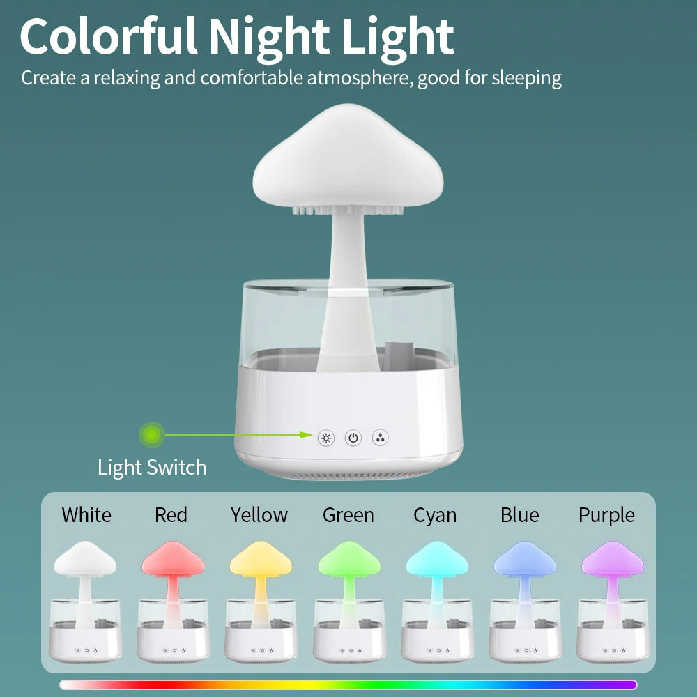 Image of Relax Cloud rain diffuser humidifier with aromatherapy and colorful lamp