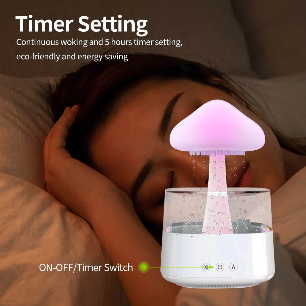 Image of Relax Cloud rain diffuser humidifier with aromatherapy and colorful lamp