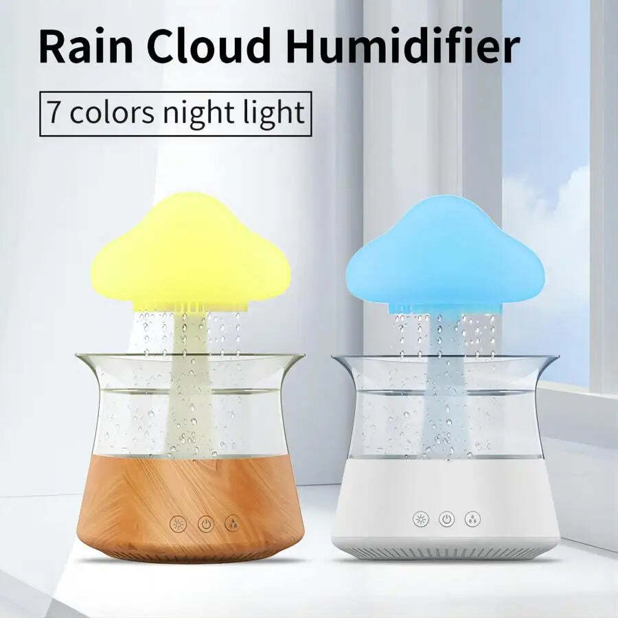 Image of Relax Cloud rain diffuser humidifier with aromatherapy and colorful lamp