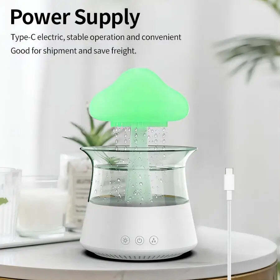 Image of Relax Cloud rain diffuser humidifier with aromatherapy and colorful lamp