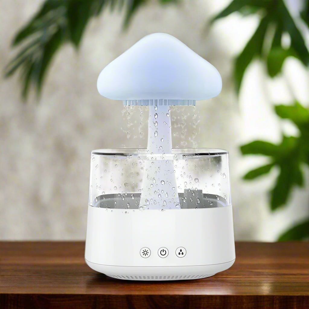 Image of Relax Cloud rain diffuser humidifier with aromatherapy and colorful lamp