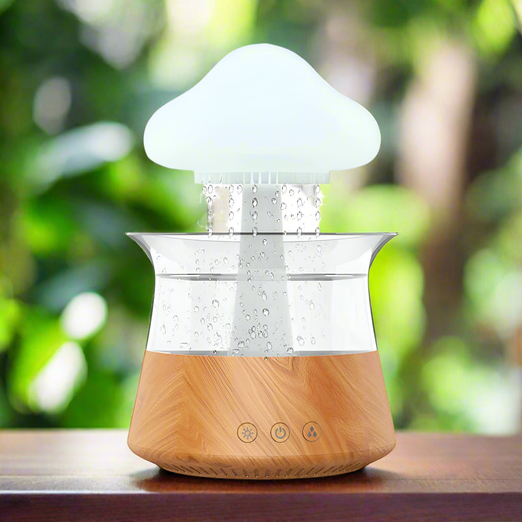 Image of Relax Cloud rain diffuser humidifier with aromatherapy and colorful lamp