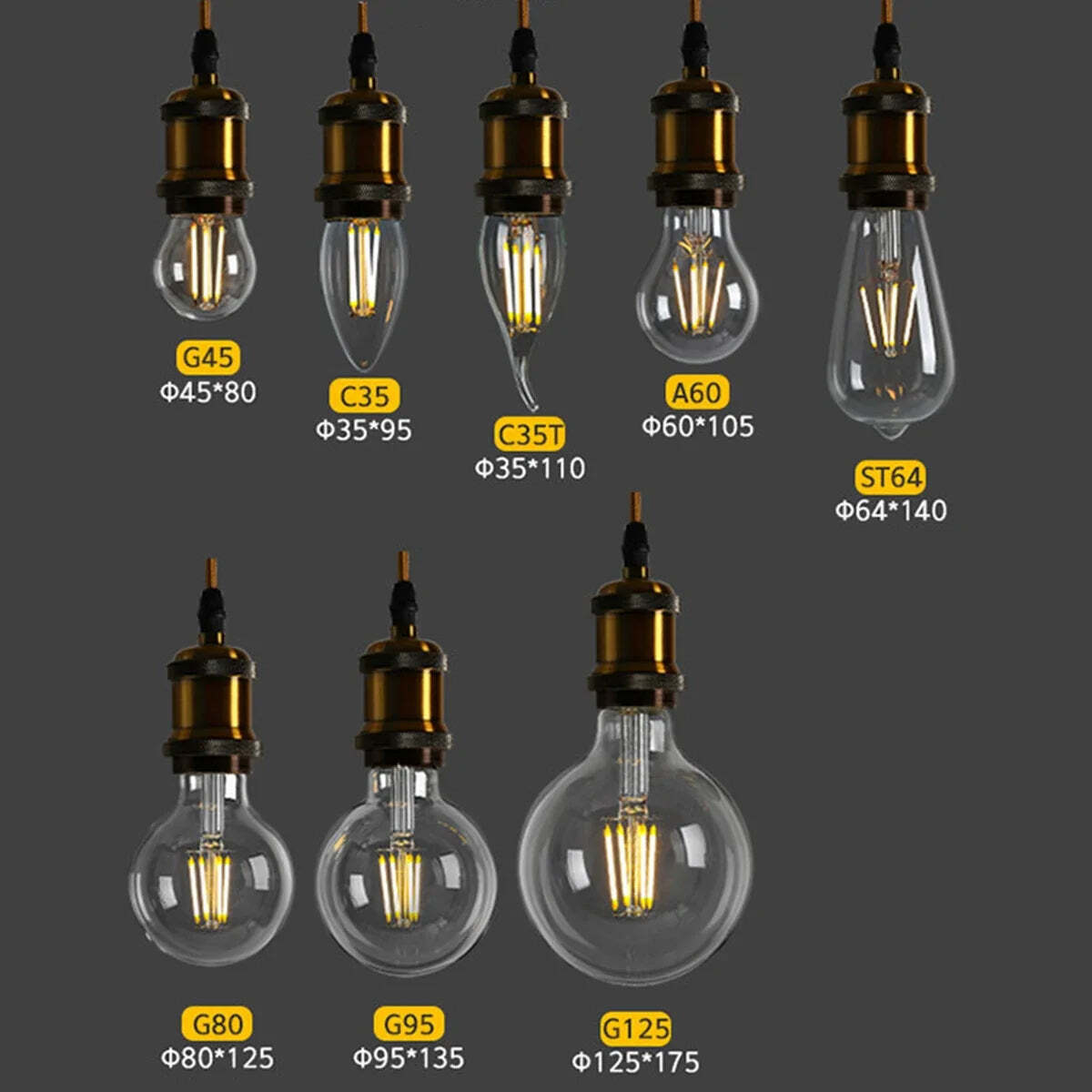 Image of Retro Edison LED filament bulbs for home and office lighting