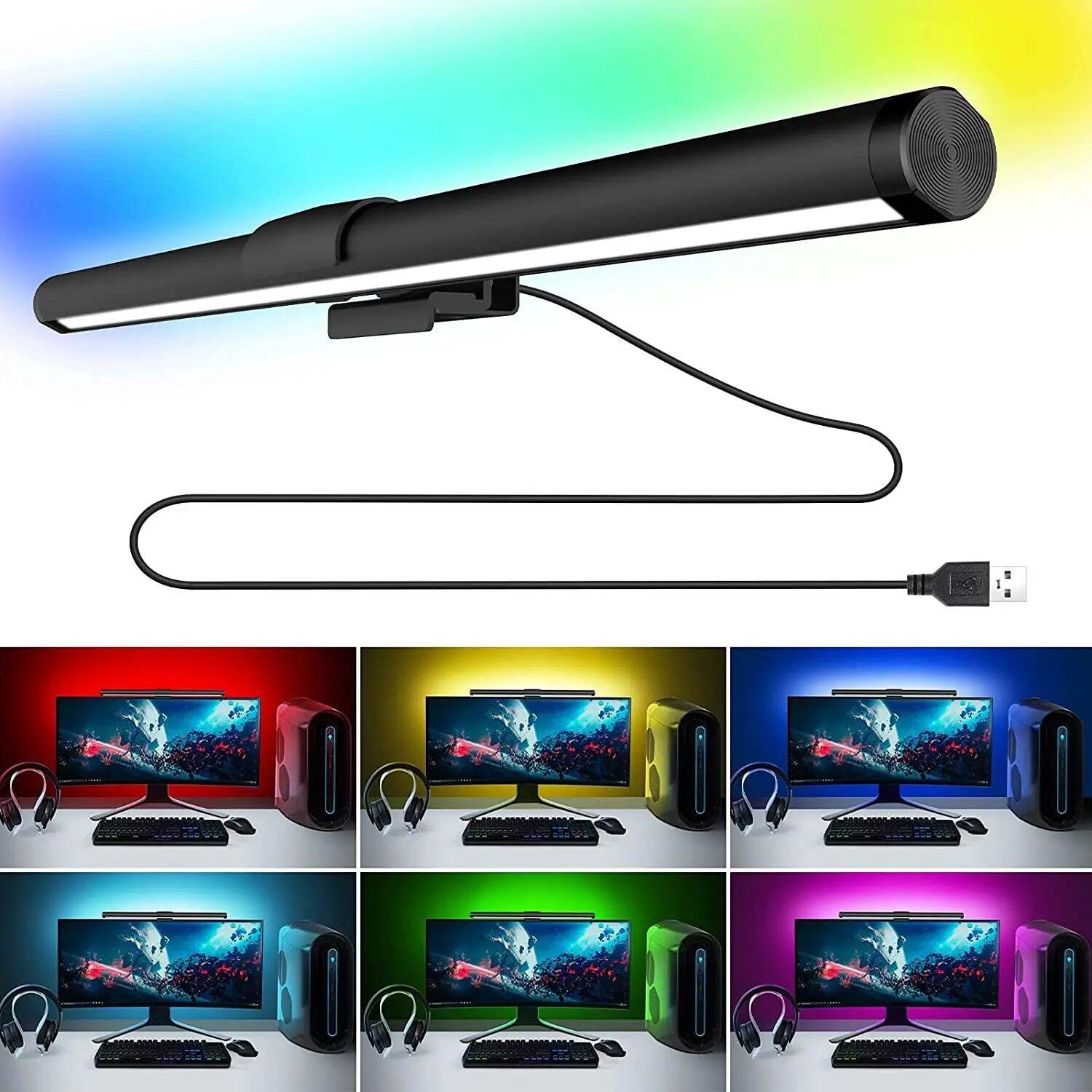 Image of RGB LED computer monitor light bar with stepless dimming for eye care and study rooms