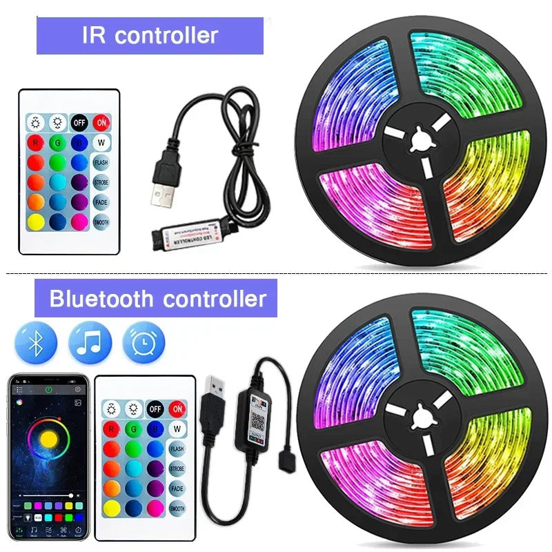 Image of RGB LED strip lights with app control for TV backlighting and room decor