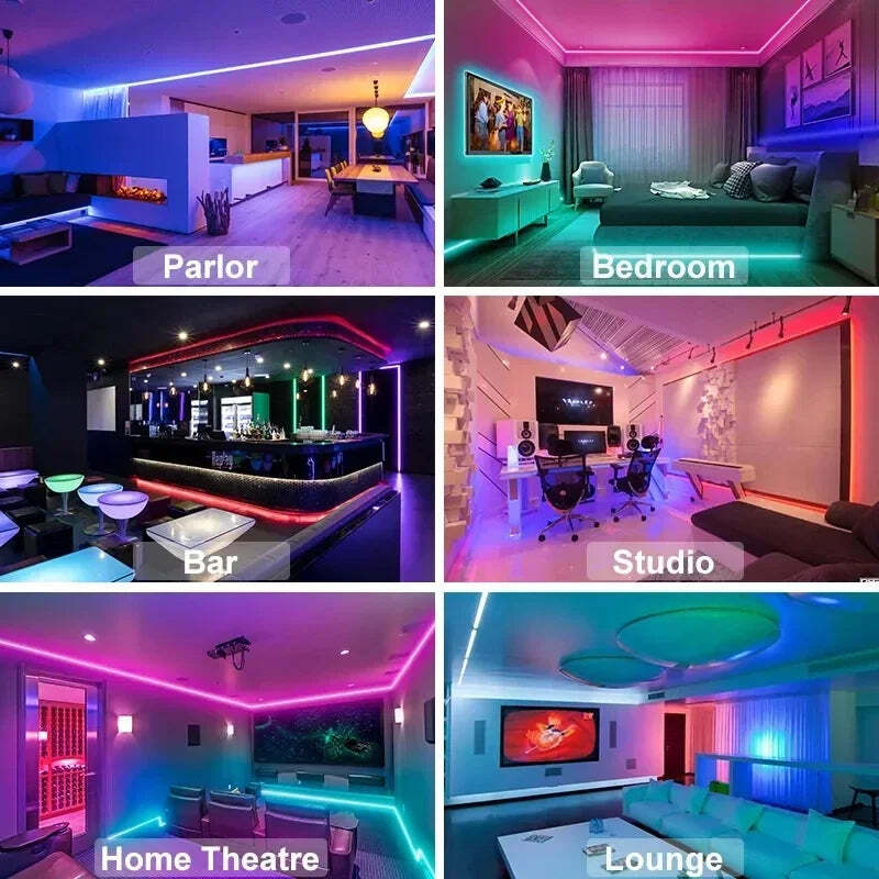 Image of RGB LED strip lights with app control for TV backlighting and room decor