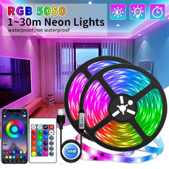 Image of RGB LED strip lights with app control for TV backlighting and room decor