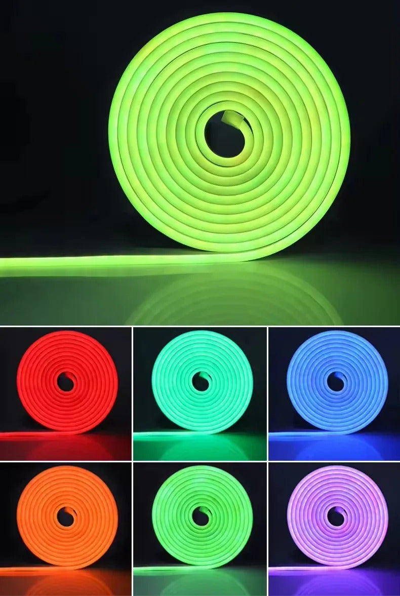 Image of RGB neon LED strip lights with app and remote control for home and outdoor decoration