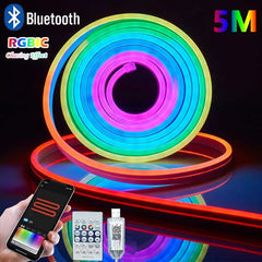 Image of RGBIC Bluetooth neon led strip light for vibrant room decor and smart app control