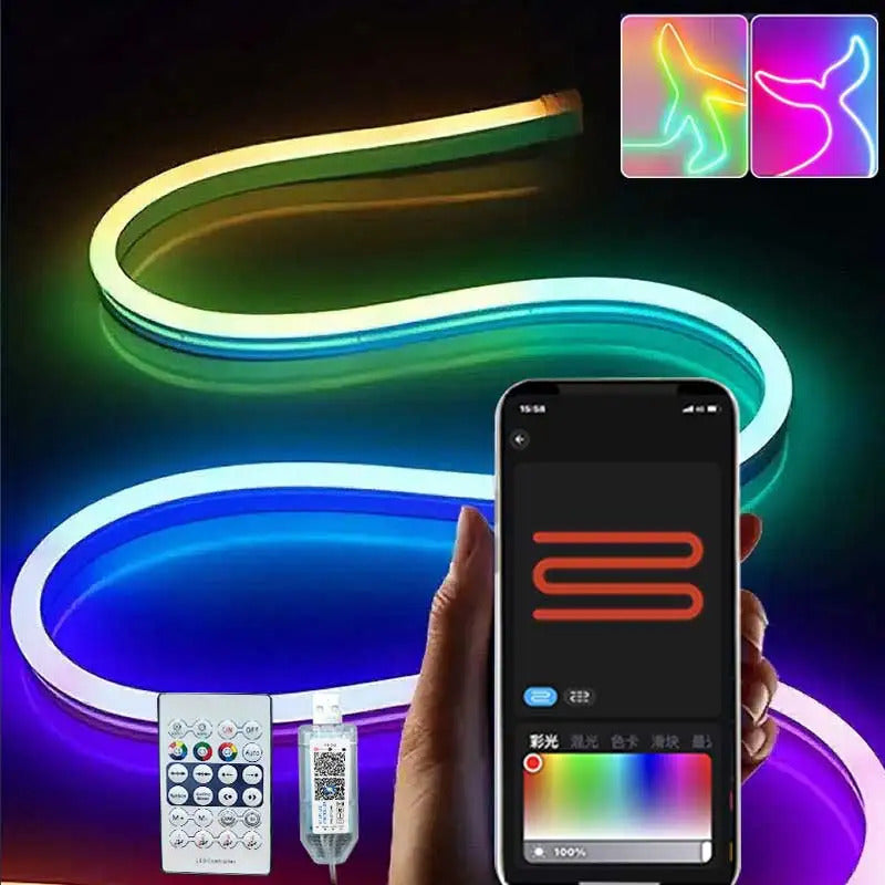 Image of RGBIC Bluetooth neon led strip light for vibrant room decor and smart app control