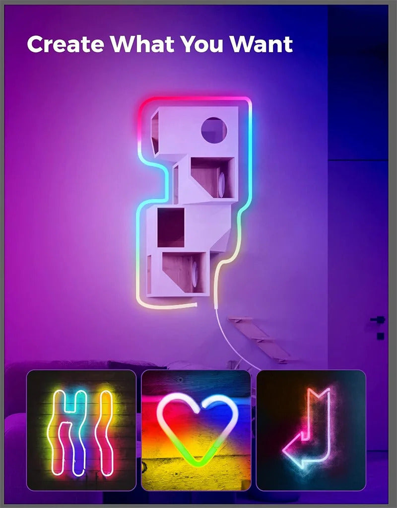 Image of RGBIC Bluetooth neon led strip light for vibrant room decor and smart app control