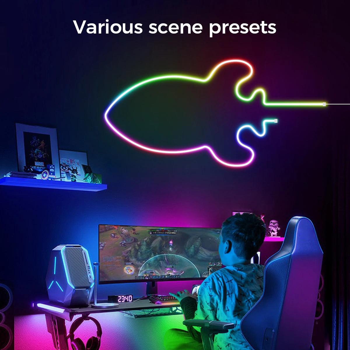 Image of RGBIC Bluetooth neon led strip light for vibrant room decor and smart app control