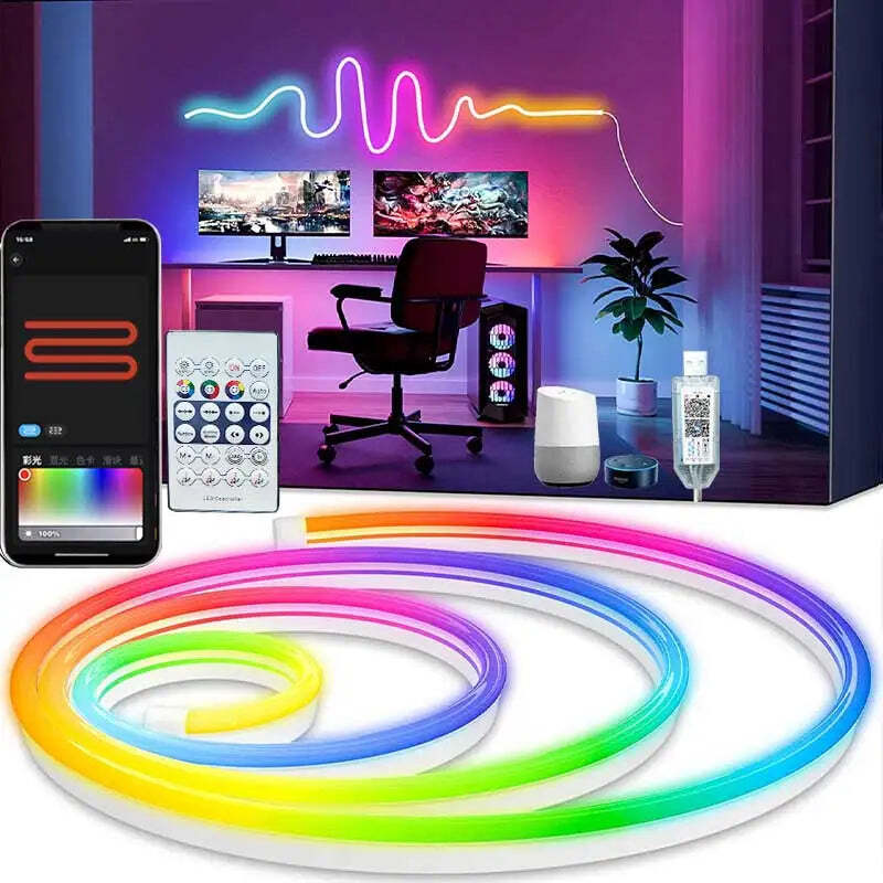 Image of RGBIC Bluetooth neon led strip light for vibrant room decor and smart app control