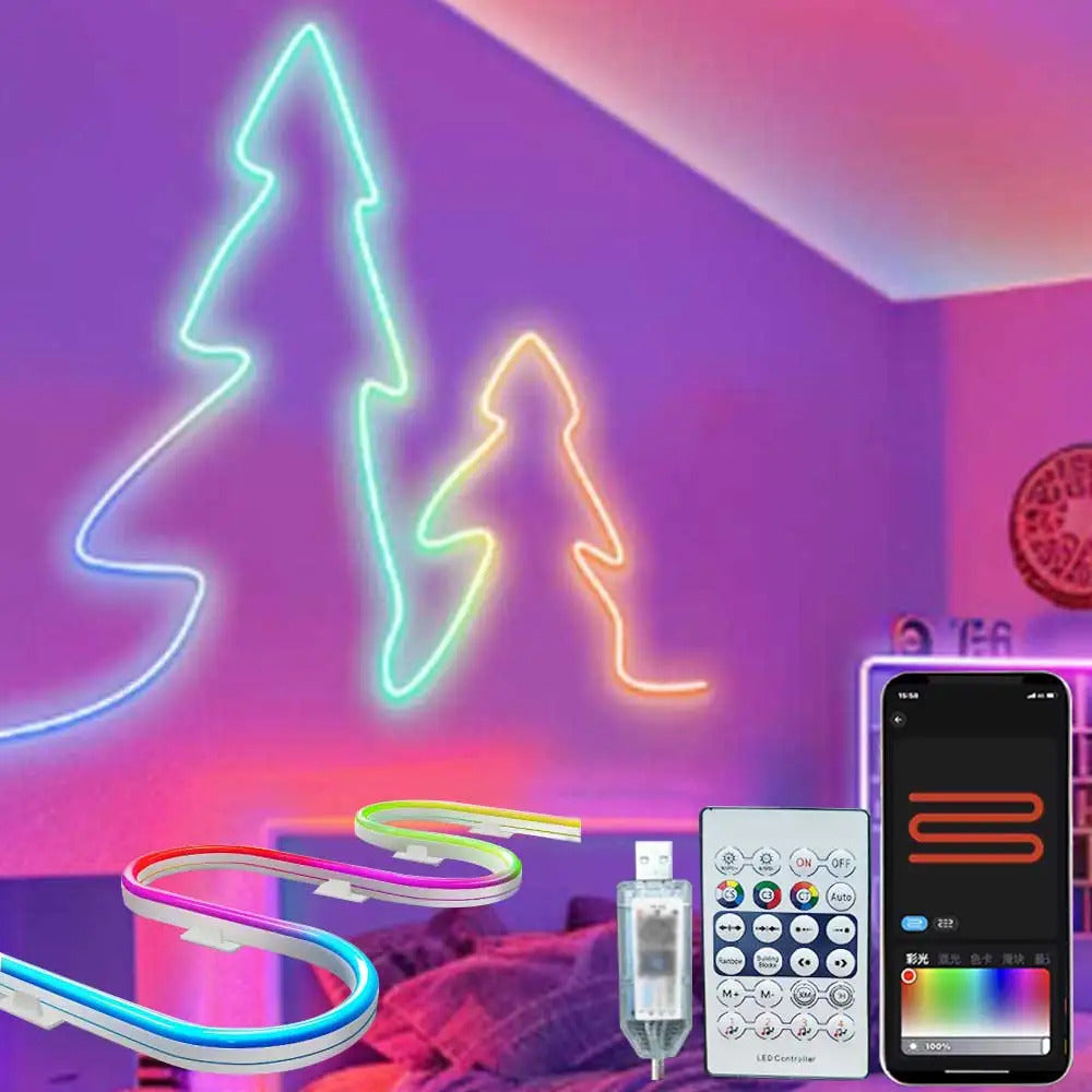 Image of RGBIC Bluetooth neon led strip light for vibrant room decor and smart app control