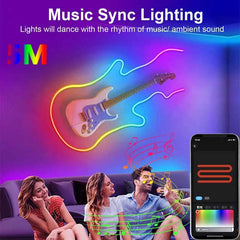 Image of RGBIC Bluetooth neon led strip light for vibrant room decor and smart app control