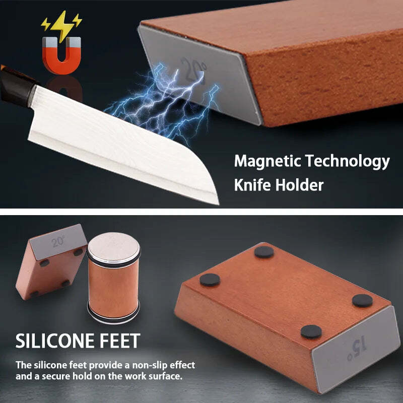 Image of Rolling knife sharpener with diamond and ceramic discs for professional chefs